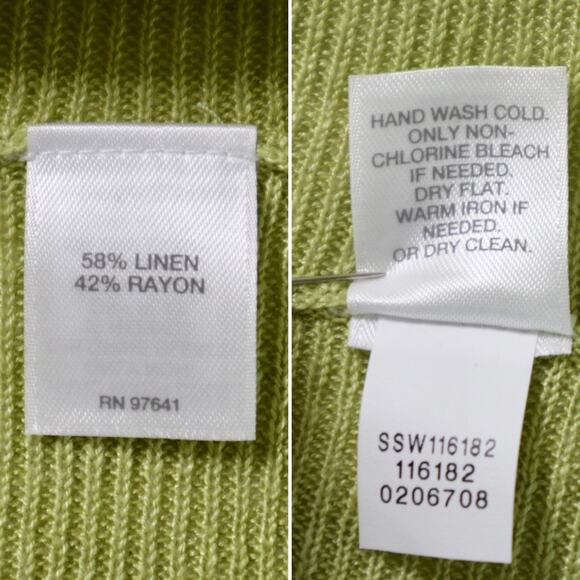 J Jill Size XS Linen Blend 1/2 Sleeve Ribbed Knit Top Chartreuse Green - Picture 8 of 8